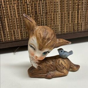 VINTAGE KELVIN WINKING DEER WITH BLUE BIRD C-733 PORCELAIN